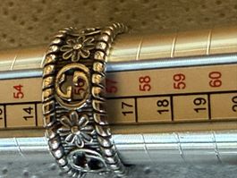 Gucci Ring Blumenmuster Silber GG Logo Ring Groesse 56 CH