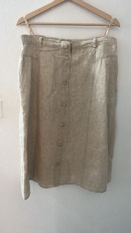 Jupe En Lin Blanc Monsoon - Taille 14 - Longueur 29 Pouces - Occasion Très Bon État