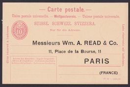 Private Ganzsache, Postkarte mit Zudruck nach Paris FR