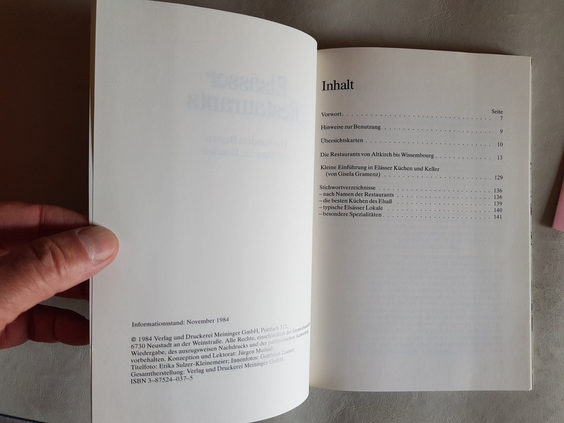 Bücher: Elsässer Restaurants Maurice Roeckel 1984 – Gebraucht aus Walterswil BE von Lonitti 6