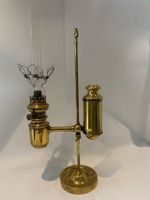 Quinquet d'atelier en laiton ancien, lampe d'horloger