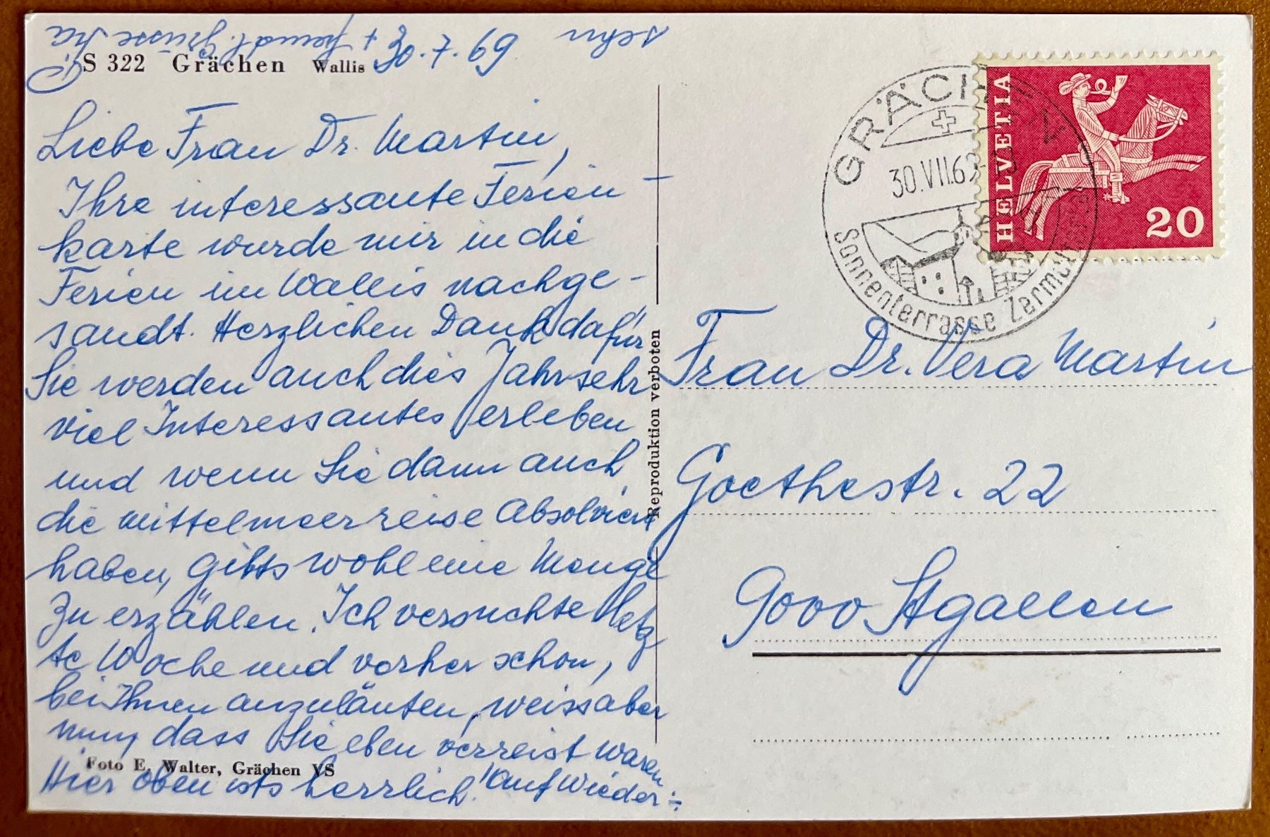 Cartoline postali: GRÄCHEN - Multi-vue 1969 – Usato da Lutry venduto da Ediego 1