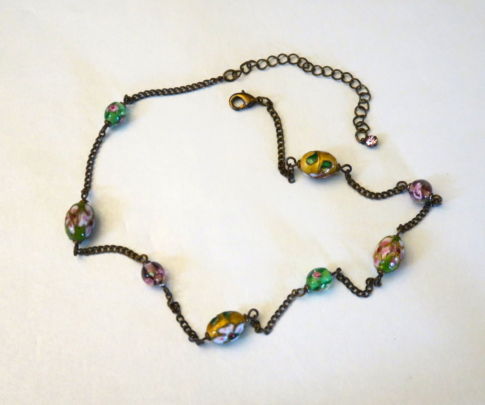 Catenine: Panzer-Kette mit Glassteinen "Blumen" – Usato da Brittnau venduto da marlenestone 2