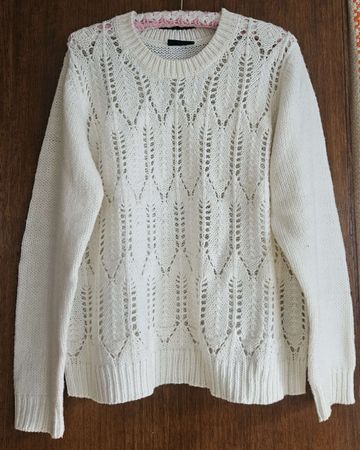 Pull femme blanc tricot ajouré taille unique occasion