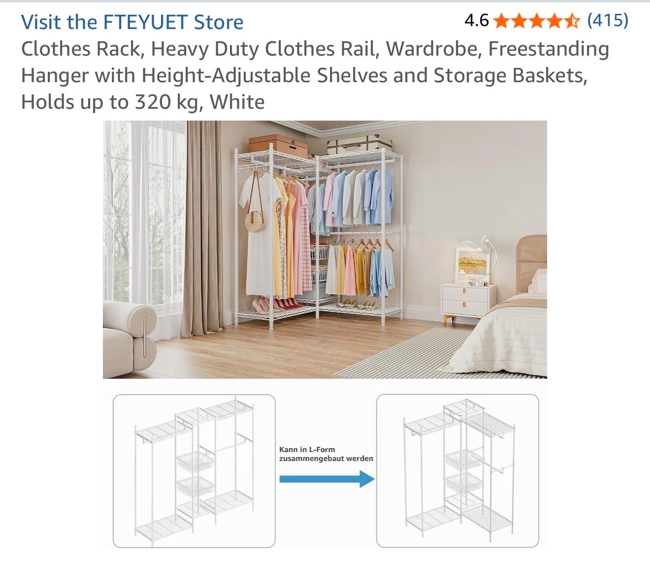 Armadi: Clothes Rack / Open Wardrobe – White – Like New – Nuovo (secondo la descrizione) da Zürich venduto da DEGU 2