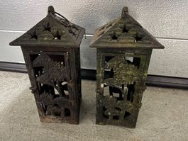 ALTE METALL WIND LICHTER MIT TOP PATINA SHABBY SHIC