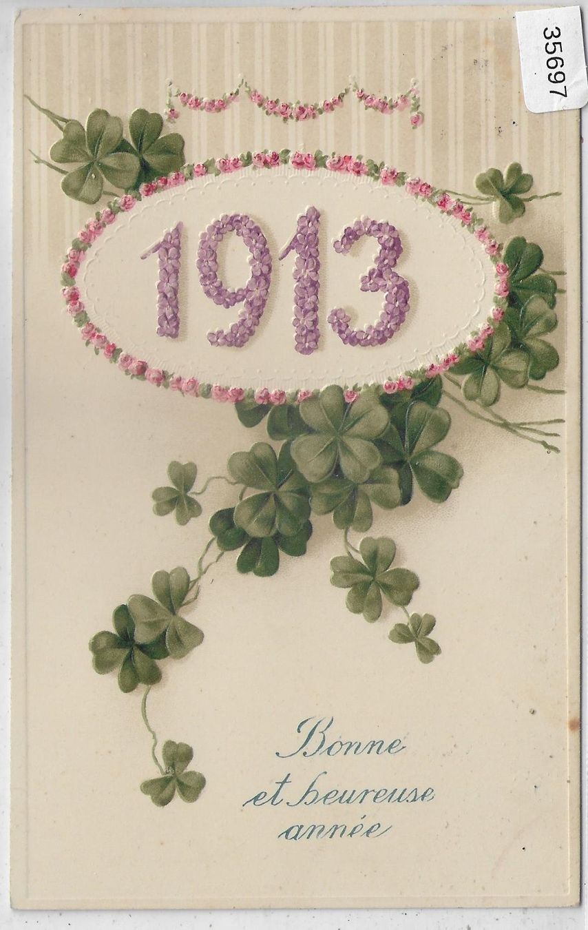 Ansichtskarten: Bonne Annee 1913 - Präge-Litho – Gebraucht aus Ettingen von Kartenplanet