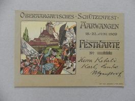 Karte Aarwangen BE Bern Oberaarg Schiessen Schützenfest 1909