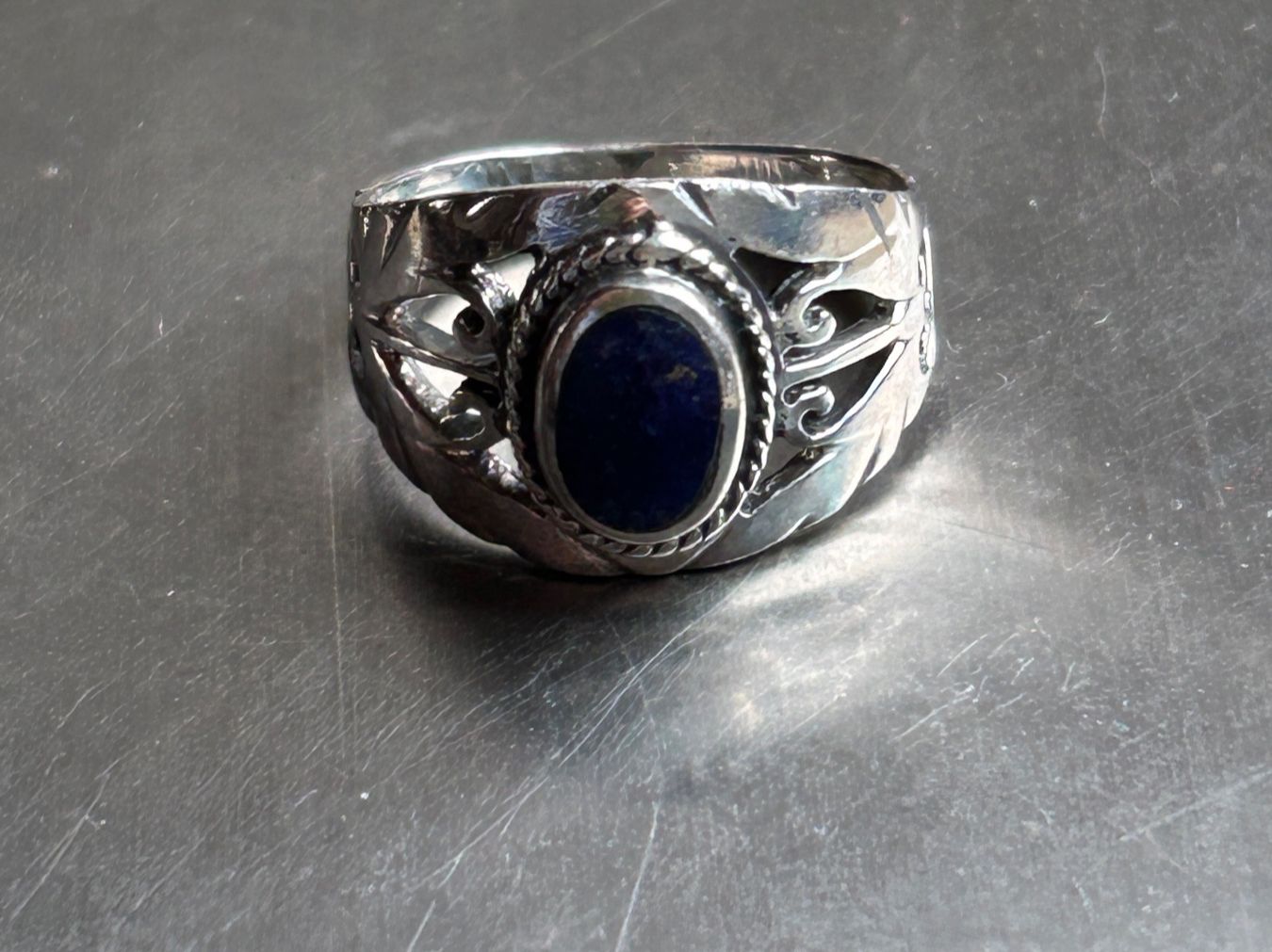 Ringe: Silberring Lapislazuli-Stein ovaler Schnörkel (51) – Gebraucht aus Dittingen von Bellevista 7