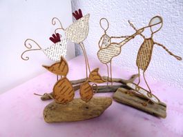 Handgemachte Deko Figuren aus Holz und Papier, Unikate