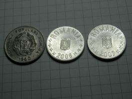 3 Münzen Rumänien 1960, 2006 und 2007