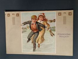 Litho Prägedruck PK im Jugendstil Gelaufen Winterthur 1918