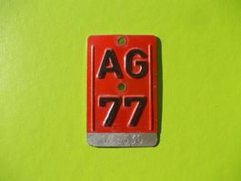 Velonummer / Fahrradnummer AG 77