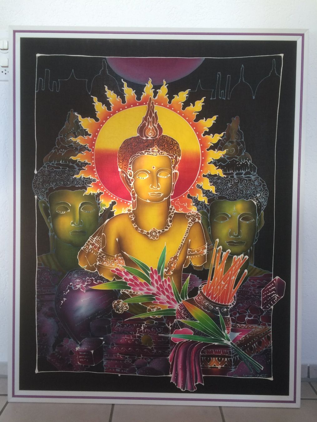 Poster & Bilder: Batikbild mit Rahmen. (Kunstbatik Asien) – Gebraucht aus Balsthal von Diver8