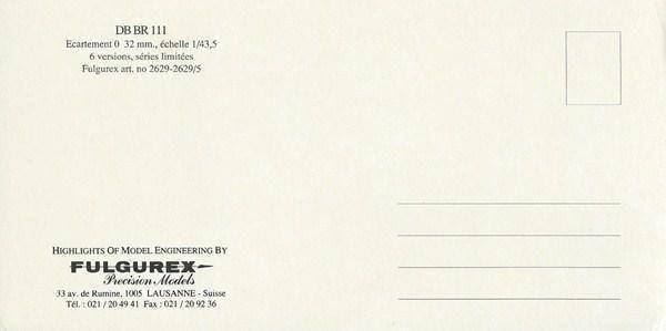 Cartoline postali: Grosse Ansichtskarte 20,9cm x10,4cm,Fulgurex DB E-Lok BR 111 – Usato da zürich venduto da parts5060 1