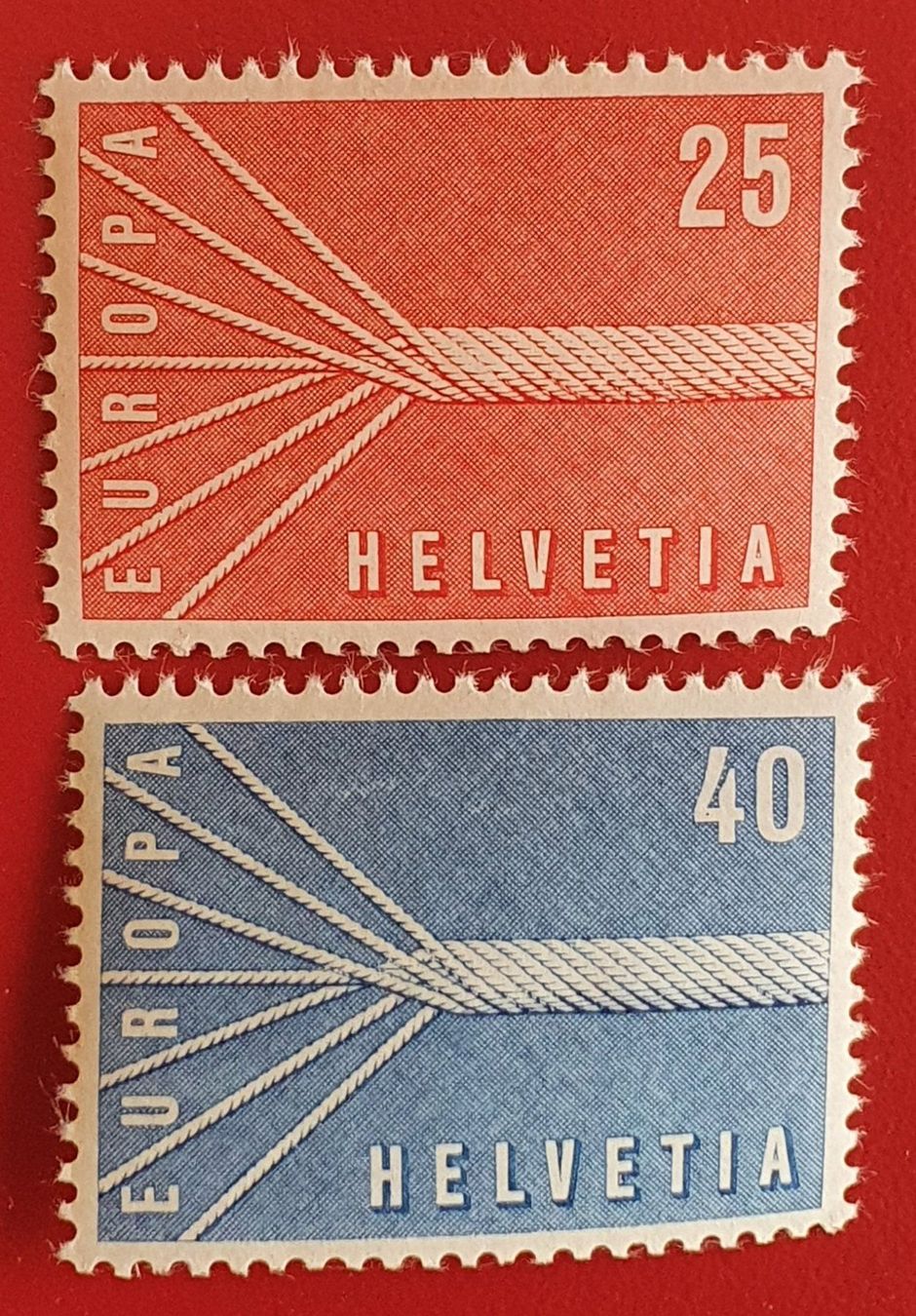 Tutti i francobolli: EUROPA CEPT SATZ 332 333 1957** POSTFRISCH – Nuovo (secondo la descrizione) da Düdingen venduto da Quartierstrasse