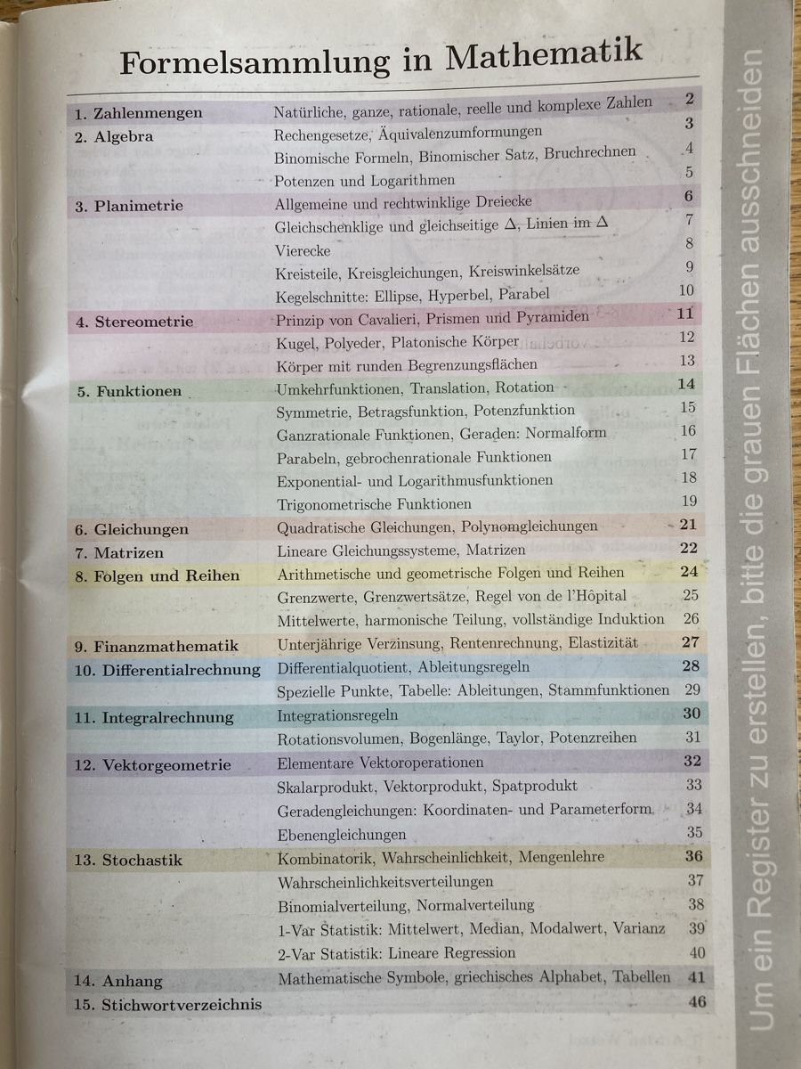 Bücher: Formelsammlung Mathematik Adrian Wetzel Buch – Gebraucht aus Effingen von Fylarama 1