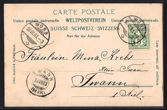 Cartoline postali: Worb, Hotel Bären, Ortsansicht aus der  – Usato da Berlin venduto da bartko-reher 1