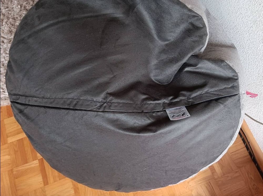 Bequemer Sitzsack, grau, rund 3