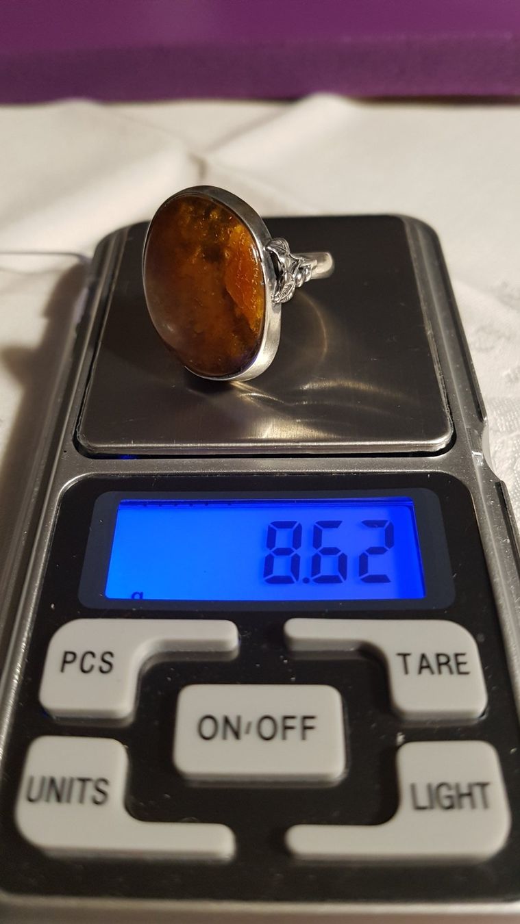 Anelli: Wunderschöner Ring grosser Bernstein Silber 925 18 mm innen – Usato da Basel venduto da ivoli 4