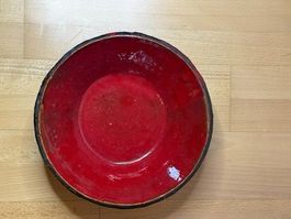 Rot glasierte Keramikschale, Ø 17 cm