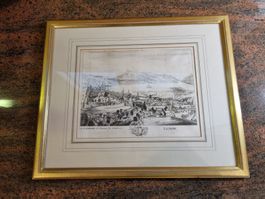 Antiker Stich von Luzern gerahmt.Wachsmuth 1763