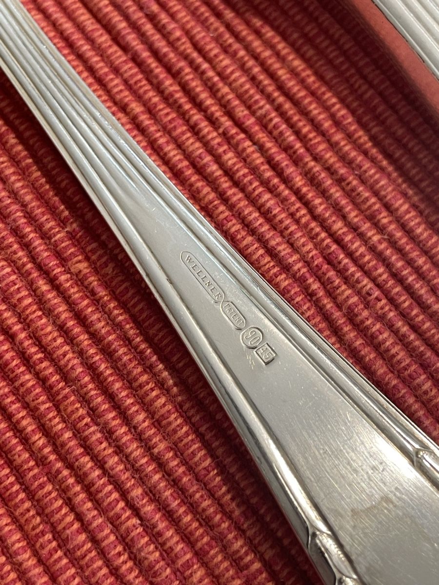 Set di posate: Wellner Silberbesteck - 2 Gabeln/ 2 Messer/ 3 Löffel – Usato da Mollis venduto da Maxi2607 7