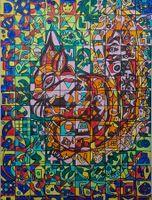 Acrylic Gemalde Eichhörnchen mit Nuss 60 cm x 80 cm