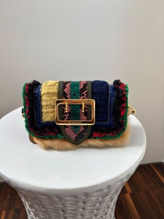 BURBERRY Umhängetasche Leder rot und mehrfarbig mit  Träger