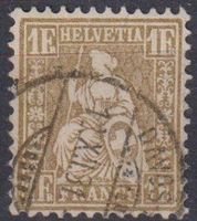 LUXUS Sitzende Helvetia "1Fr.", Nr.36 V-O DAVOS++++