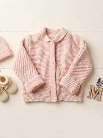 Gr80 ❄️⛄️ Süsse Baby Strickjacke Rosa mit Teddyfutter