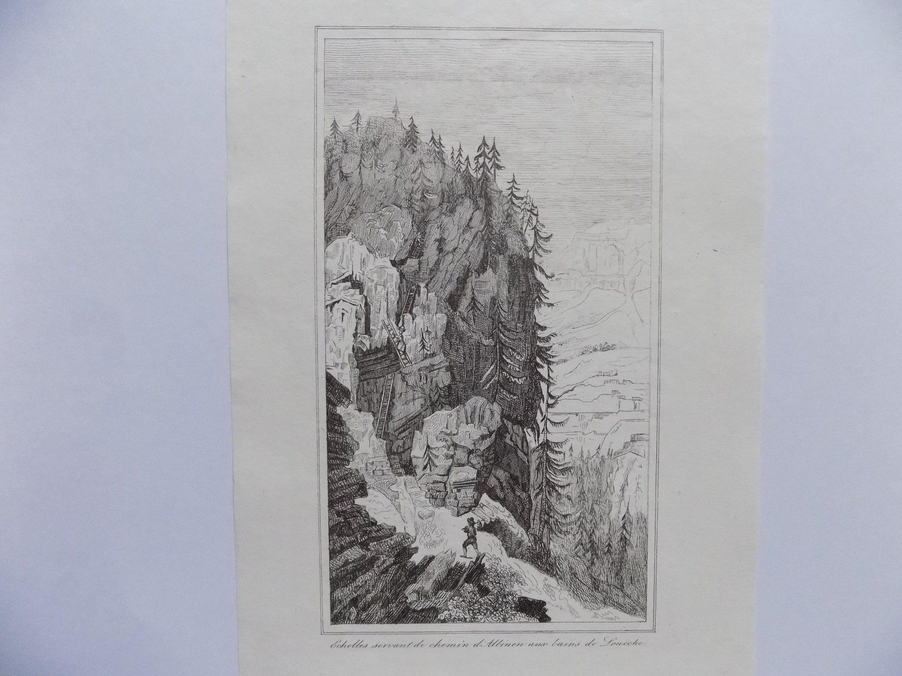 Gravures: Leukerbad Leiternweg Albinen – D'occasion à Risch par Antikfee 1