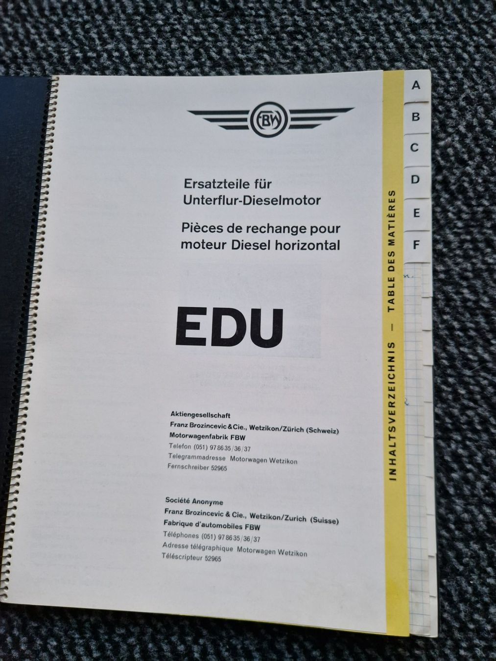 FBW Autocarri: Original Ersatzteilliste FBW EDU Motor, LKW, Oldtimer – Usato da Dürnten venduto da Bachtel84 1