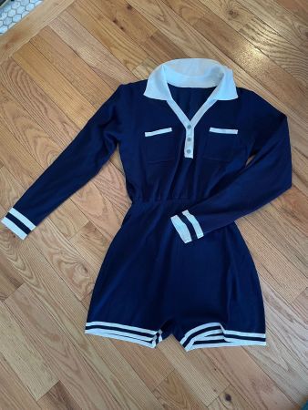 Combi short courte bleu marine et blanc-so preppy!