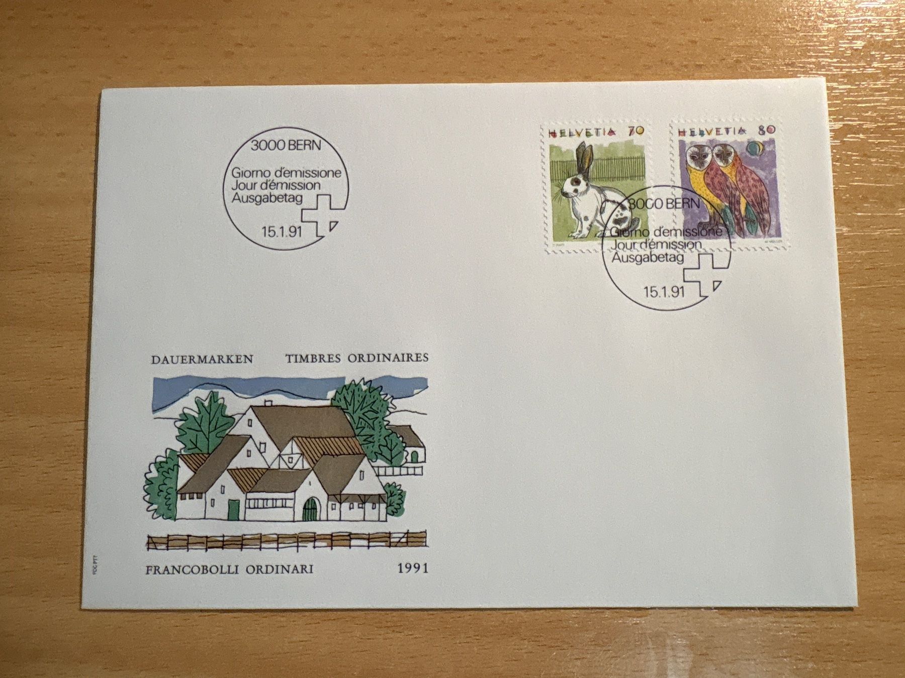 Tutti i francobolli: Sonderbriefmarke CH 1991, Ersttagsbrief – Usato da Ibach venduto da lisch3