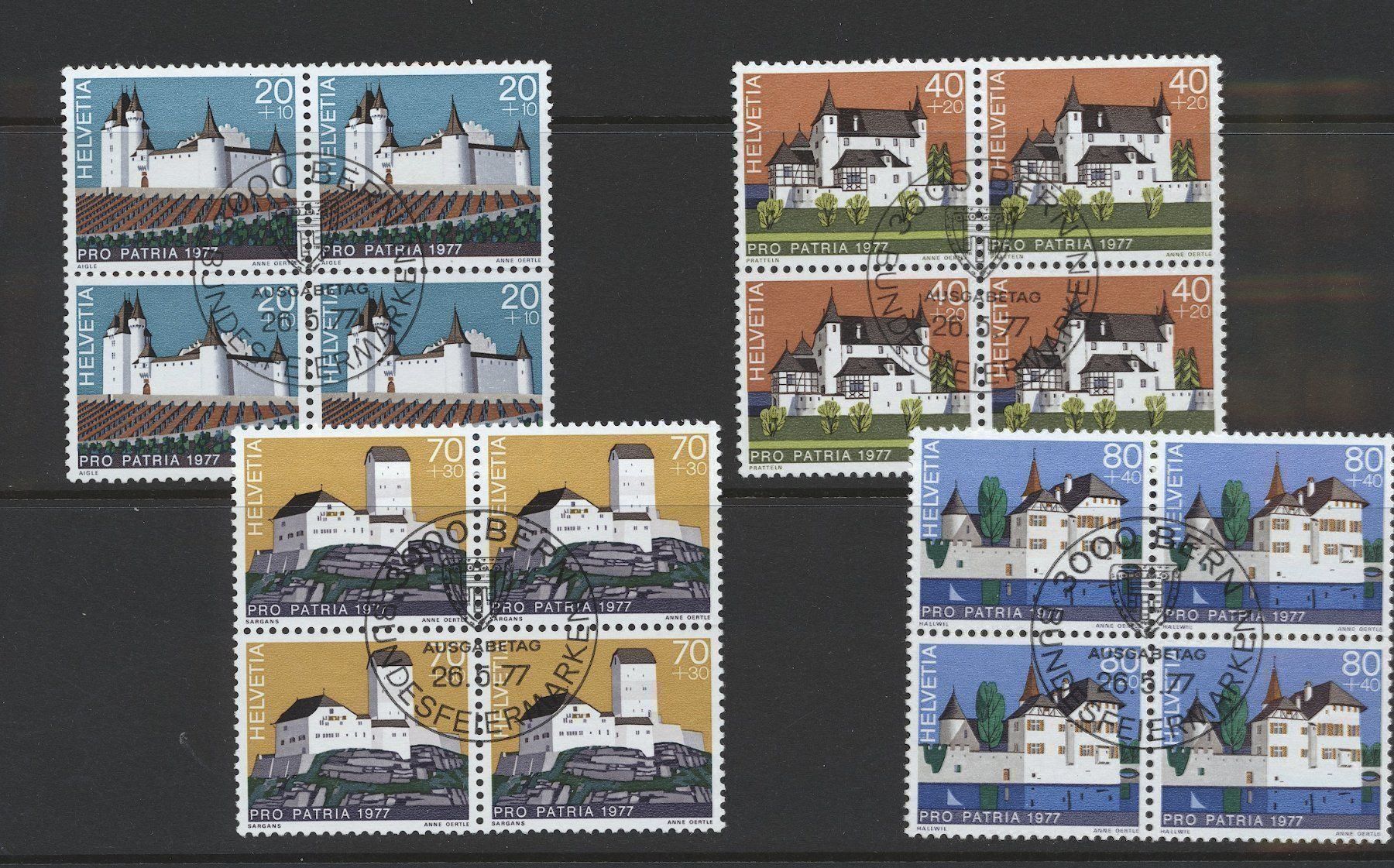 Alle Briefmarken: Pro Patria Viererblöcke 1976-79 gest. ET – Gebraucht aus Nesslau von zueri6 1