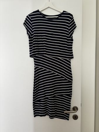 UmstandsmAnna Field Kleid, gestreift, Marine/Weiss