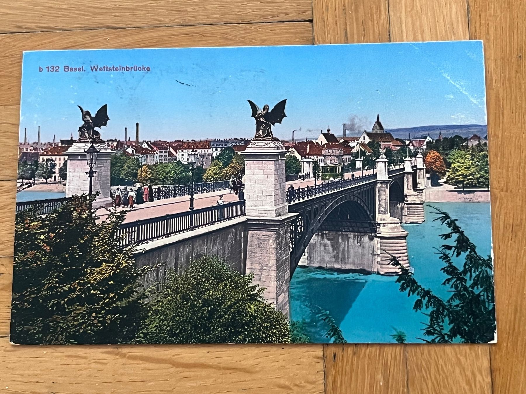 Cartoline postali: Basel 1914, Wettsteinbrücke – Usato da Romanshorn venduto da luxcollect
