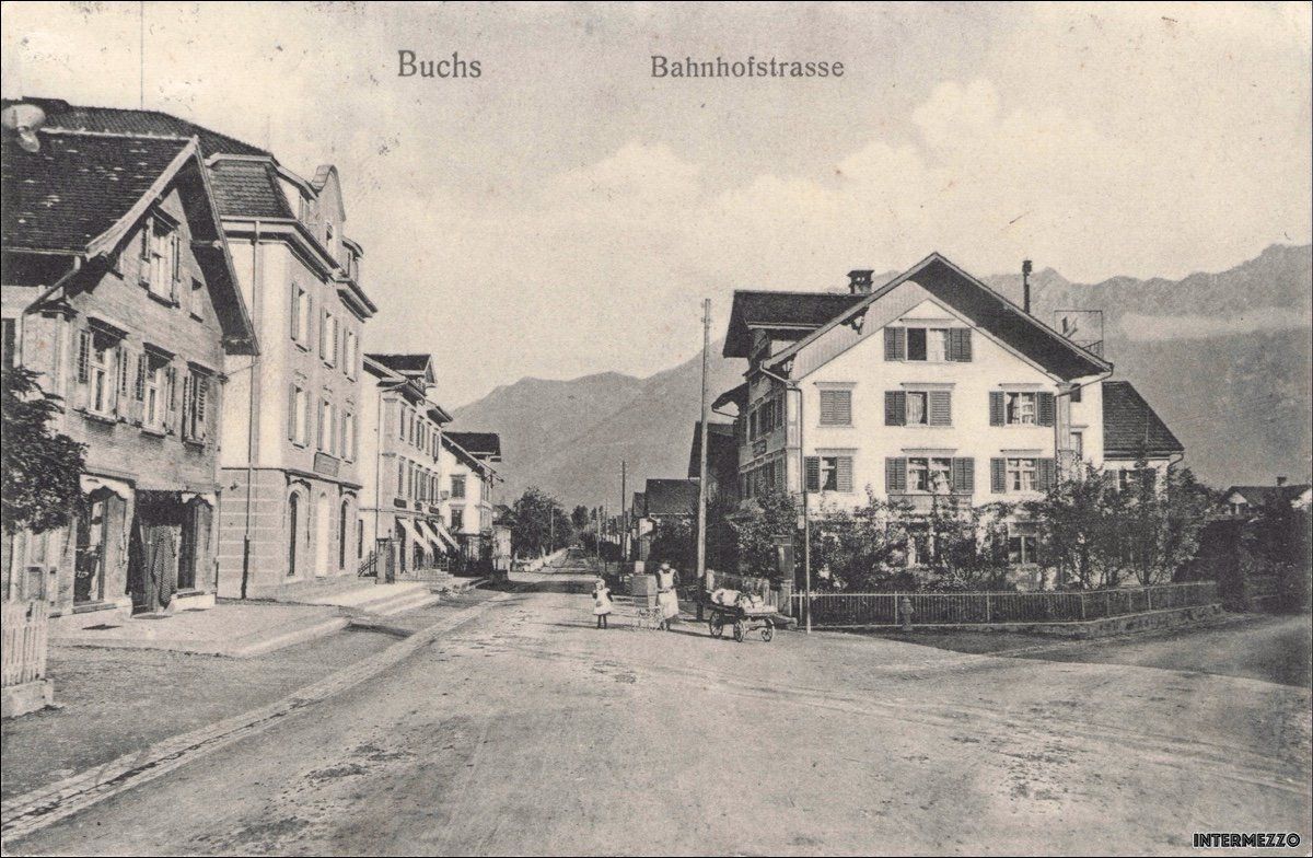 Cartes postales: Buchs SG // Bahnhofstrasse 1908 – D'occasion à Basel par intermezzo12