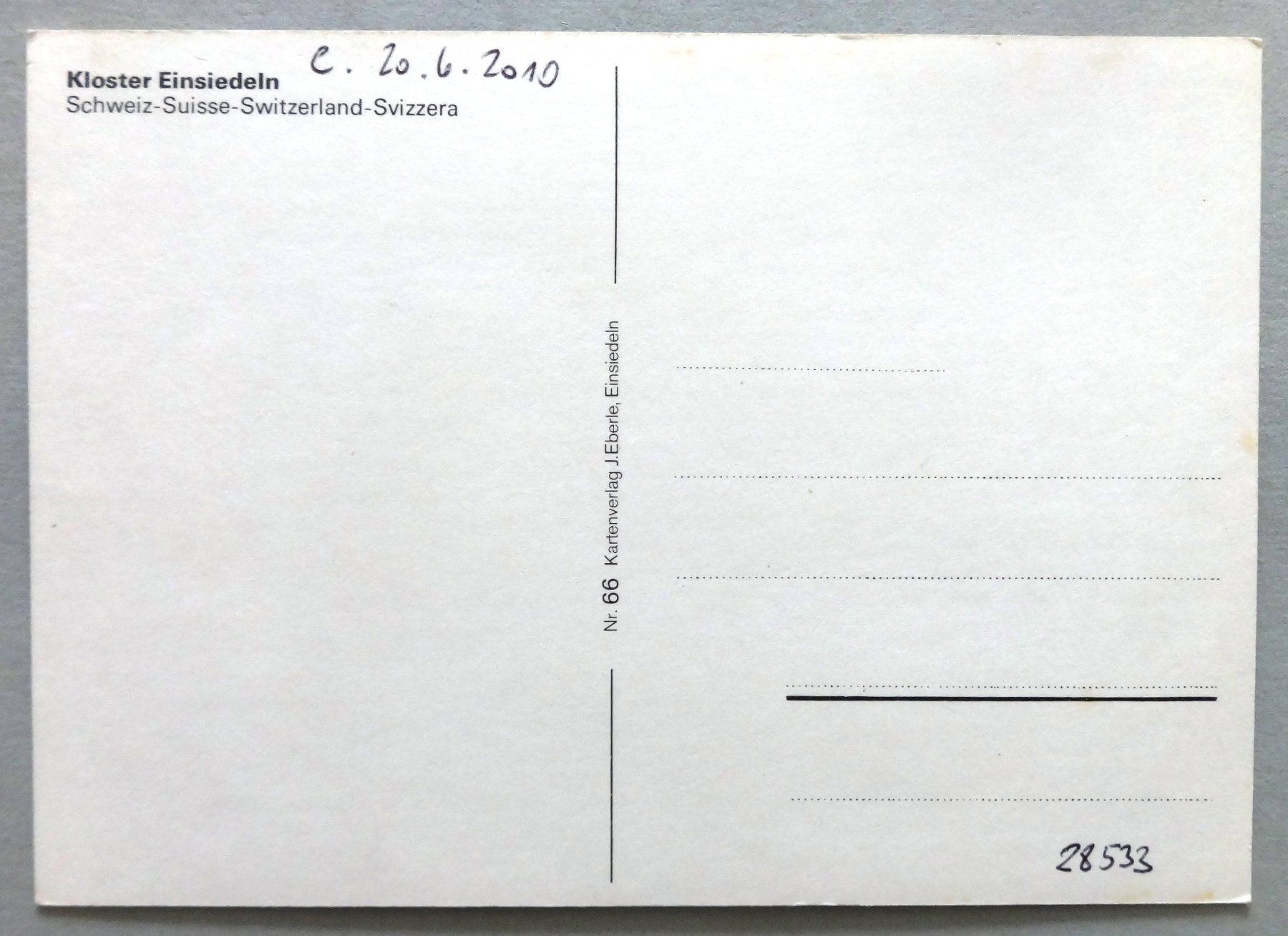 Cartoline postali: Kloster Einsiedeln – Usato da Fétigny venduto da Billy2miny 1