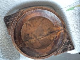 Grand plat en bois indien ancien, décoration,coupe a fruits