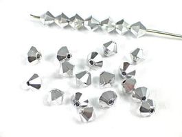 20 Perlen bicone 4mm silber galvanisiert
