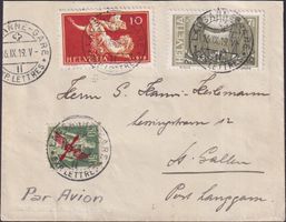 1919, F2 Vollstempel von LAUSANNE auf Flugbrief, Kat: 300.-+
