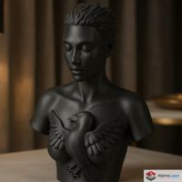 Freedom Within Sculpture – Abstract Bust with Bird - 3D Prt