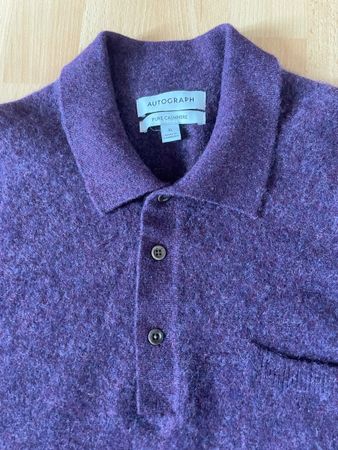 Pull col polo 100% cachemire violet taille XL M&S