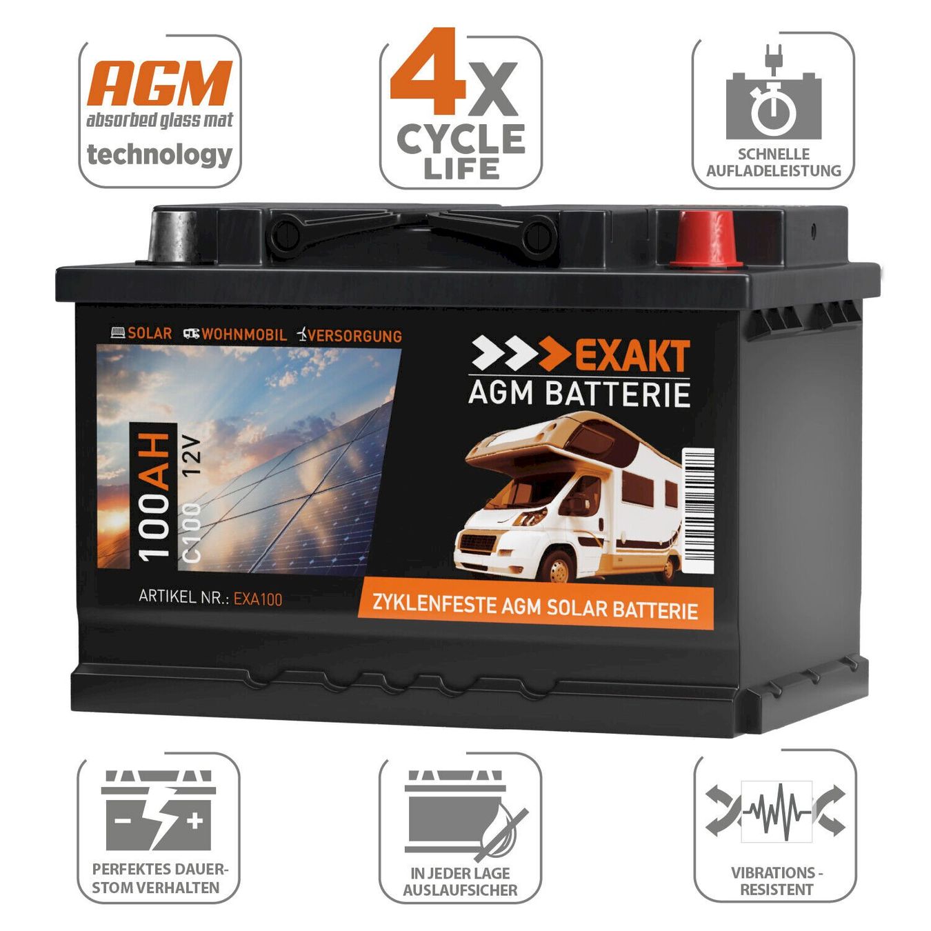 Elettrotecnica: EXAKT Solarbatterie 100Ah 12V – Nuovo e nell'imballaggio originale da Bottighofen venduto da zaap 2