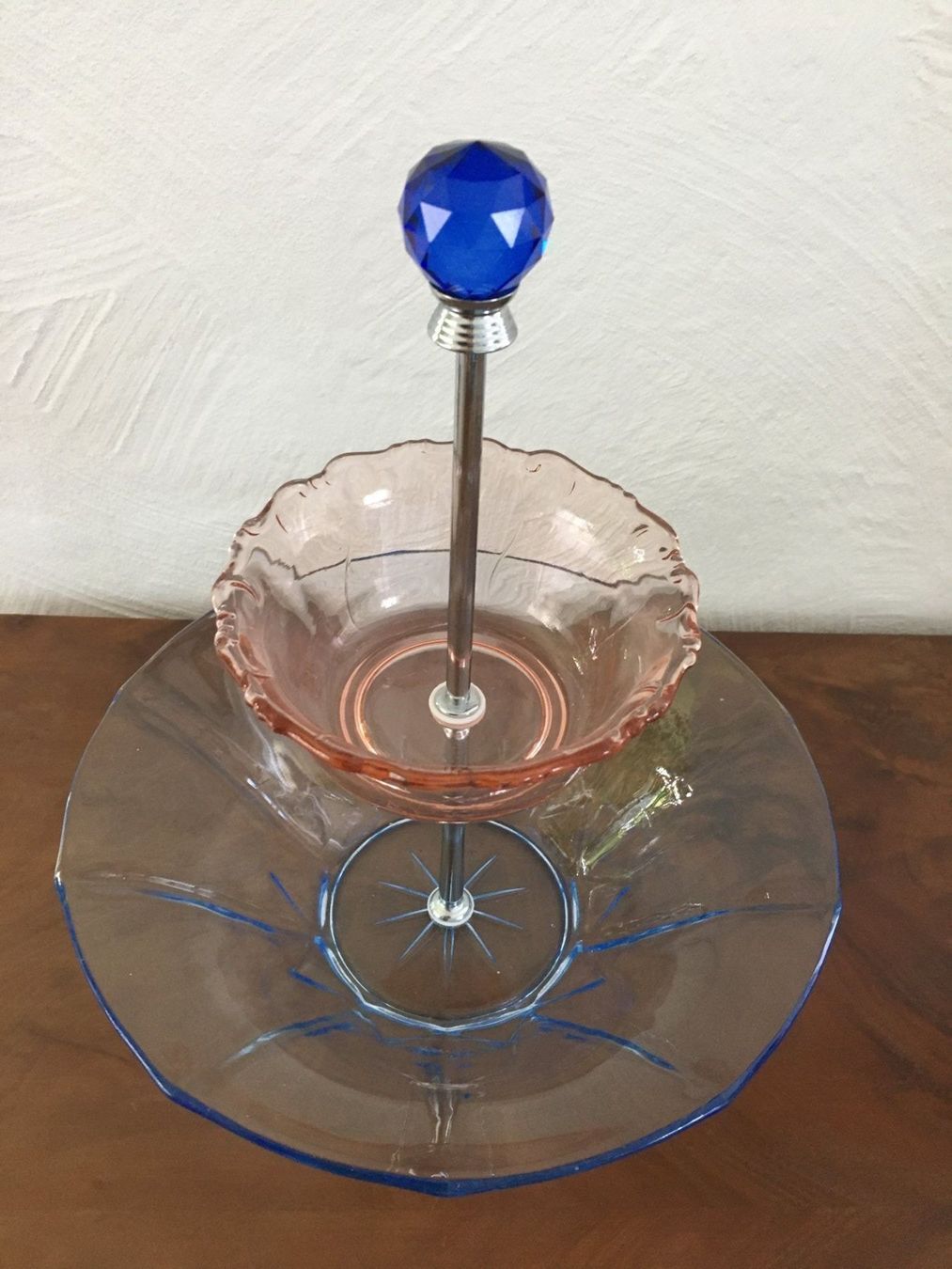 Schalen: Etagere mit Dessertschüssel - 60ties  rosa / blau – Gebraucht aus Subingen von ArtBead 2