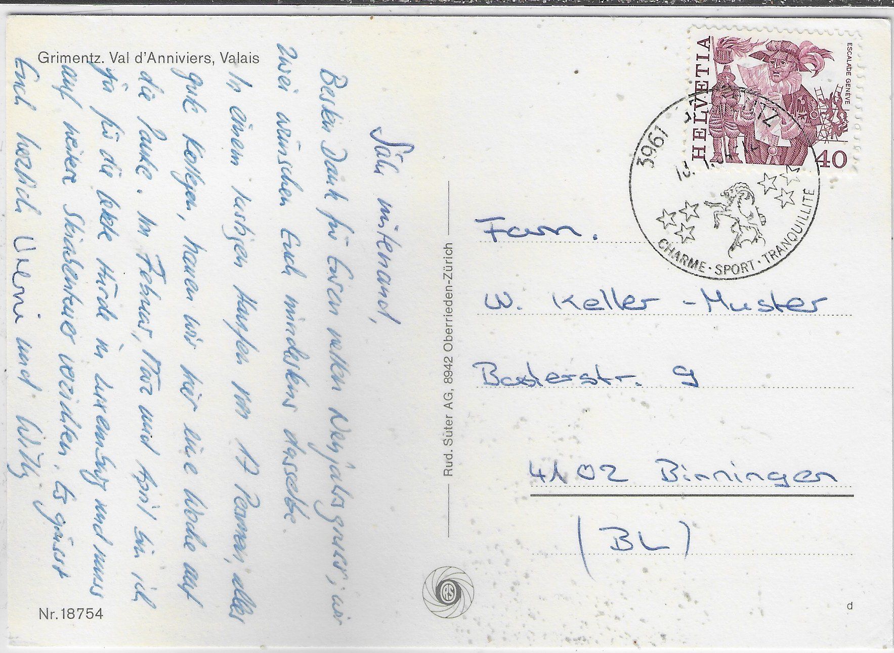 Cartoline postali: Grimentz - Multiview im Winter – Usato da Ettingen venduto da Kartenplanet 1