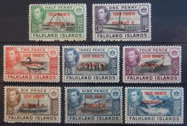 Falkland Islands Kat. 1-8 C * 1944 braune Altersflecken