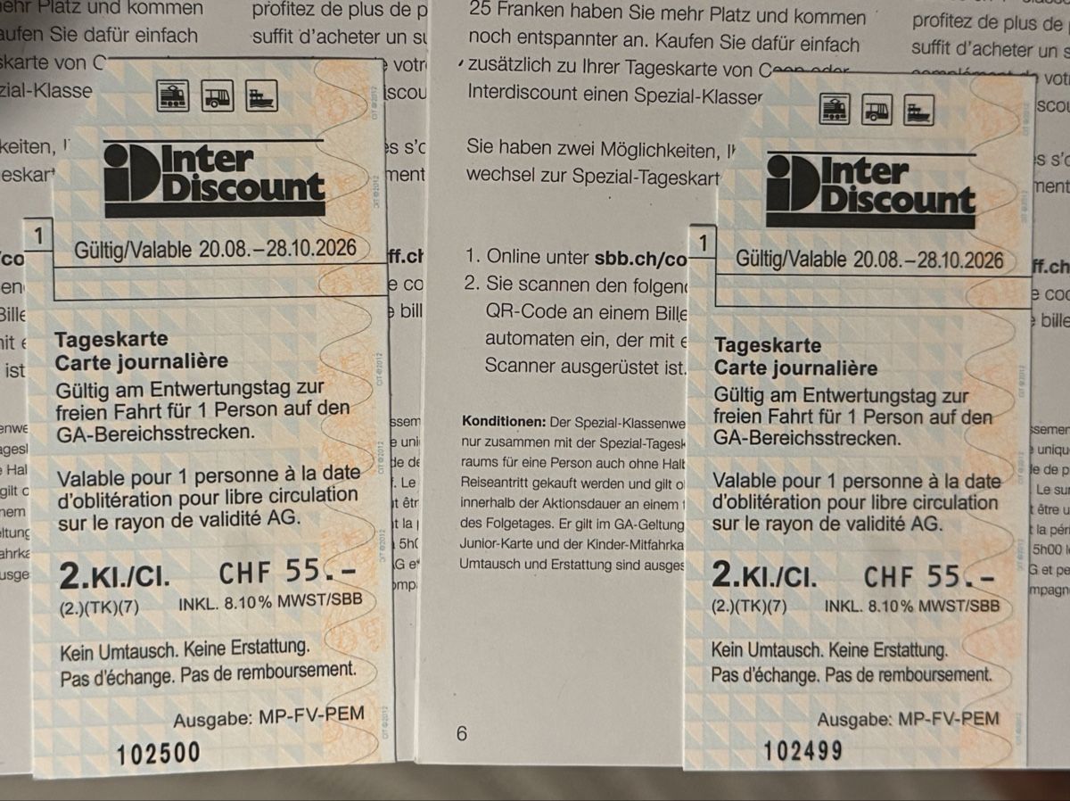 Biglietti: SBB Tageskarte / day pass – Nuovo e nell'imballaggio originale da Zürich venduto da fil_ys6k